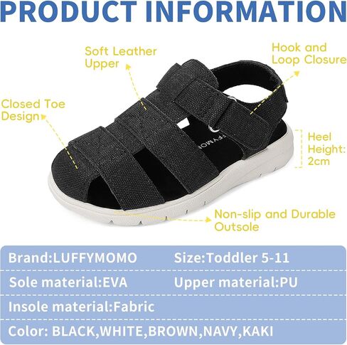 Luffymomo Boys Girls Sandals Closed Toe Lightweight Shoes Adjustable Beach Summer Sandal for Toddler Kids in Saudi Arabia
