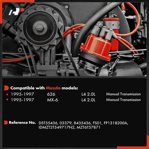 موزع الإشعال A-premium مع CAP و Rotor متوافق مع Mazda MX-6 MX6 ، 626 ، 1995 1996 ، 2.0L ، انتقال يدوي in Saudi Arabia