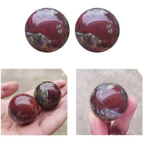 2Pcs 30mm Small Natural Dragon Blood Stone Quartz Sphere Crystal Ball Reiki Healing