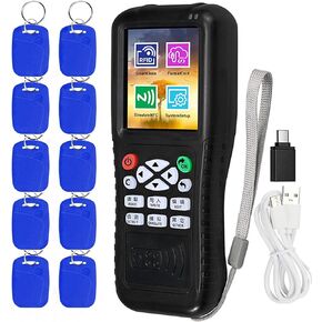 HERNAS Free Software RFID Reader Writer Duplicator, NFC Reader, Multi Frequencies RFID Smart Card Programmer, Door Lock Fobs Keys Cloner, with Writable Key Fobs Cards, for Access Control