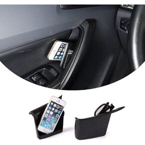 Door Side Storage Box Compatible with Ford Ranger 2015-2022 Front Row Door Storage Pockets Armrest Phone Container with Handle ABS Tray with Mats Insert Glove Pallet