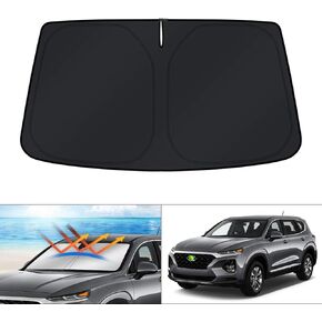مظلة شمسية للزجاج الأمامي من KUST لسيارة Hyundai Santa Fe 2019 2020 2021 2022 2023 حاجب من الشمس واقي من الشمس كتل قابلة للطي الأشعة فوق البنفسجية تحافظ على برودة سيارتك