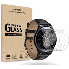 AKWOX (4-Pack) Tempered Glass Screen Protector for Gear S2 / Samsung Galaxy Watch (42 mm), [0.3mm 2.5D High Definition 9H] Clear Screen Protector for Samsung Gear S2 Frontier/Classic/Gear Sport