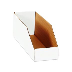 Aviditi Corrugated Cardboard Storage Bins, 6"x 15"x 4 1/2", White, Pack of 50, for Warehouse, Garage and Home Organization