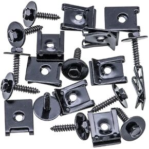 Rexka 10 Sets M4.2 Universal Fender Liner Engine Splash Shield Hex Head Screw & U Nut Kit for GM Chevy Ford Buick Jeep Chrysler - Multipurpose - Type B
