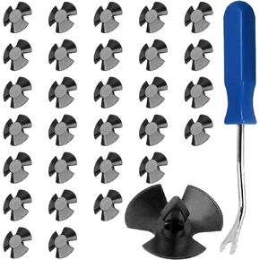 30 PCS Car Hood Insulation Retaining Clips, Thermal Sound Insulation Snaps, Fastener Removal Tool Replacement OEM 4878883AA, Compatible with Chrysler Jeep Dodge Ram (Black)