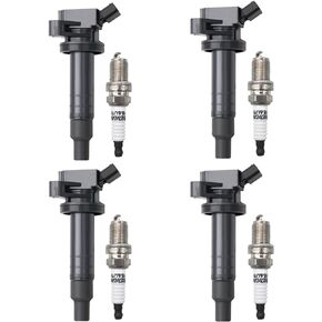 Ignition Coil Pack Iridium Spark Plug UF247 Set of 4pcs Compatible with Toyota Corolla Matrix Chevrolet Prizm 1.8L L4