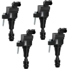 Ignition Coil Pack & Iridium Spark Plugs Set of 4 Compatible with Chevrolet Cobalt HHR Malibu Saturn Aura Buick Lacrosses Verano GMC Terrain Pontiac G5 & More 2.0L 2.2L 2.4L L4 Replaces# UF491