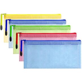 5PCS A6 Small Zipper Envelope Document Storage Pouch Bag，Zipper Mesh Pouch, Waterproof Zipper File Bags，Multipurpose Travel Bags for Office Supplies