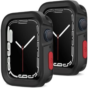 Amizee 2 Pack Rugged Case Compatible with Apple Watch Case Series 9 Series 8/7 41mm Series 6/SE/5/4 40mm, Soft TPU Shockproof Bumper Protective Cover Compatible with iWatch, Army Green