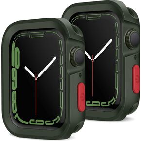Amizee 2 Pack حافظة متينة متوافقة مع Apple Watch Case Series 9 Series 8/7 45mm Series 6/SE/5/4 44mm، غطاء حماية ناعم مقاوم للصدمات من مادة TPU متوافق مع iWatch، أسود
