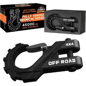AUTOBOTS 3/8" Winch Hook Max 45,000 Lbs, Heavy Duty ATV Winch Hook with Safety Latch for ATV UTV SUV Trailers，Tow Winch Accessories for Synthetic Rope Winch Cable Black