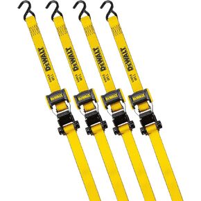 DEWALT DXBC18002 Black/Yellow 1.25" x 12' Ratchet Tie Down Straps - Light-Weight Cargo Hauling (1800 lb Break Strength), 2 Pack in Kuwait