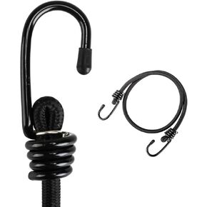Latex Black Heavy Duty Outdoor Bungee Cords with Hook 20 in Bungee Straps 4Pcs20inch