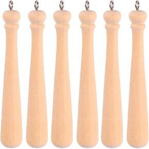 EXCEART 50pcs Mini Wooden Baseball Bat Charm Pendant Creative Keychain Keyring Hanging Ornament Pendant Gift For Sport Fans