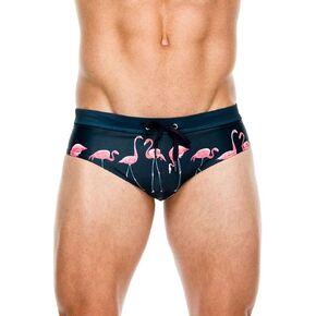 Men's Flamingo Print Thong Swimwear Bikini Pouch Briefs Beach Swimsuit