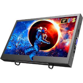 شاشة Eyoyo صغيرة HDMI - 12 بوصة HD IPS شاشة قابلة للتركيب VGA شاشة خارجية للكمبيوتر المحمول لأجهزة الكمبيوتر المحمول PC PS4 Xbox CCTV Security، 1366x768، مكبرات صوت مدمجة