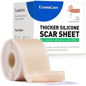 Thicker Silicone Scar Sheets, Medical Grade Silicone Scar Tape Roll (118" x 16") Effective, Strong Stickiness, Scar Sheets for Surgical Scars, Keloid, C-Section, Burn, Acne