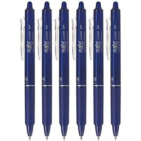 PILOT FriXion Ball Clicker Retractable Erasable Gel Pen, Fine Point, 0.7mm, Blue Ink, 6 Count