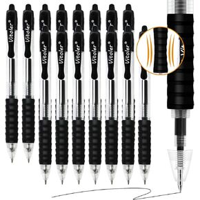 Vitoler 24 Pcs Gel Pens,0.7mm Retractable Medium Point Pens,Smooth Writing Black Gel Ink Pens with Comfortable Grip for Office Home School Supplies
