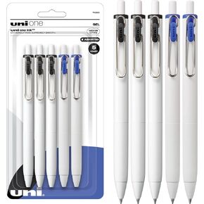 uniball uni one Retractable Gel Pens, Medium Point, 0.7mm, Black/Blue Ink, 5/Pack (70380)