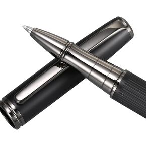 Liquid Ink Rollerball Pen,Essential Business Nice Pens,Metal pen Smooth writing stylish design effortless writing,Luxury pens with gift case for Men & Women Matt Black
