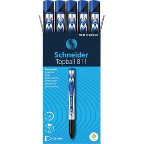 Topball 811 Rollerball Pen, 0.5 mm Conical Tip, Refillable, Blue Ink, Box of 10 Pens (8113)