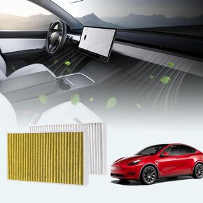 BASENOR Tesla Model Y Model 3 Replacement Cabin Air Filter 2016-2024 Gen 2 Tesla Accessories Activated Carbon (Set of Two)