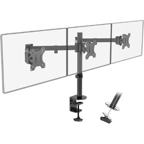 PUTORSEN Triple Monitor Mount,3 Monitor Desk Mount for 3 Screens up to 27 inches,Universal VESA Pattern 75x75 and 100x100