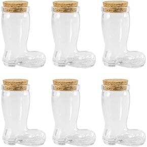 1.35 OZ Shoe Shaped Glass Favor Jars with Cork Lids,Glass Wish Bottles with Cork,Decorative Glass Bottle with Cork Stopper-(40ml-6Pcs)