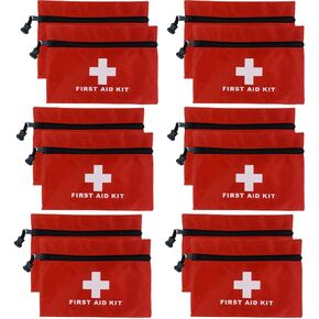 12 Pack Small First Aid Kit Bag Empty, 7.9 x 5.5inch First Aid Bag Pouch Bag for Home Office Car Businesses Camping(Empty Bag)