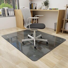 GLSLAND Office Chair Mat for Carpet - 36" x 46" Tempered Glass Floor Mat - for Office Chair on Carpet - 1/5" Thick Clear Computer Floor Mat with 4 Anti-Slip Pads