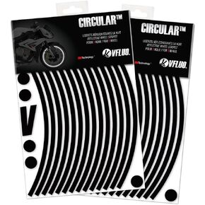 VFLUO - 2 x Motorcycle Reflective Wheel Stripes kit, 2 Wheels Rim Stickers Pack, 3M Technology™ - High lateral Visibility, Discreet and Design, Easy Installation