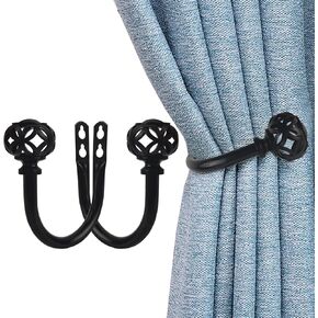 2Pcs Curtain Holdbacks, Curtain Hooks for Drapes with Screws Wall Mounted, Decorative Drapery Holdbacks for Bedroom Livingroom Office, Silver in Kuwait