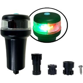 Pactrade Marine Black Housing Navigation Light LED 3 AA Battery Operated Green and Red with Adapter Inflatable Boat without Surface Mount Adhesive Base