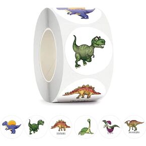 500Pcs Dinosaur Stickers for Kids Boy Teacher Round Animal Children Reward Stickers Roll Sticker School Supplies Incentive Potty Training Stickers for School Classroom Home