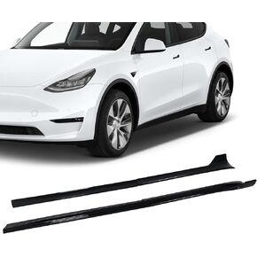 Side Skirts Fit for Tesla Model Y 2020 2021 2022 2023, Glossy Black Styling Sports Body Kit Rocker Panel Side Trim Spoiler