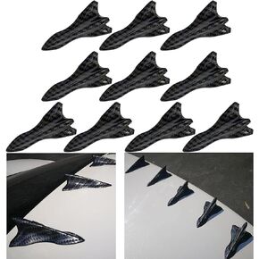 10 PCS Car Shark Fin Antenna, 3.15" x 0.98" Tail Spoiler Noise and Drag Reduction Antenna, Self-adhesive Installation Roof Rear Bumper Decoration, Universal for Car Accessories (Black)