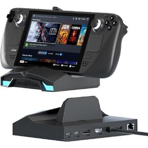Hagibis USB C Docking Station for Steam Deck, ROG Ally, Lenovo Legion Go, Switch, AYANEO, RGB LED Gaming Type-C Hub with 100W PD Charging, 4K@60Hz HDMI, 2.5Gbps RJ45, 10Gbps USB3.1 (Black)