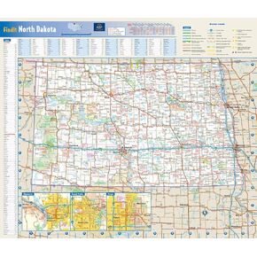 North Dakota State Wall Map - 17.75" x 15.25" Matte Plastic