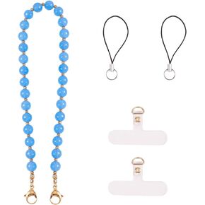 BEEFLYING Gemstone Wrist Straps for Phone Beaded Gemstone Charms Handmade Anti-lost Lanyard Rope for Cell Phone Hanging (Hemimorphite)