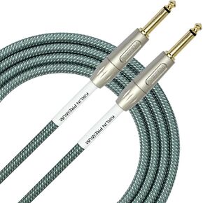 KIRLIN Cable IWB-201PFG-10/OL 10-Feet 1/4-Inch Straight Premium Plus Instrument Cable, Olive Green Tweed Woven Jacket