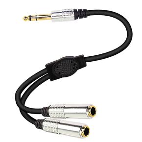 MEIRIYFA 6.35 mm 1/4 TRS Stereo Splitter Cable,6.35mm 1/4 inch Male TRS to 6.35 mm Stereo Dual Female Y Cable with Gold Plated Plug (0.5M)