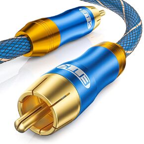 Subwoofer Cable,EMK Digital Coaxial Audio Cable [24K Gold-Plated, Durable Cotton] Premium S/PDIF RCA Male to RCA Male for Home Theater, Soundbar,Speaker,HDTV, Subwoofer, Hi-Fi Systems (Black-9.8ft/3m)