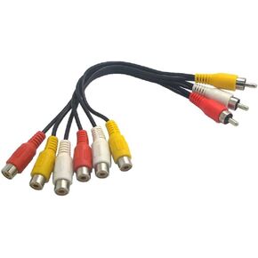 Wyvern Triple RCA Stereo Audio and Video Cable - Male to Dual Female/AV Splitter Composite 3 RCA Av Video Audio Cable 0.72 feet (22cm) Wv-av1to2-22