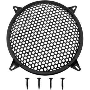 10 "Durable Plastic mesh Waffle Speaker Cover Screws Audio Sub Woofer Grille Net Protector Cover Horn Guard Grills DecorativeDIY Home Stereo and car Speakers, Black -1pcs