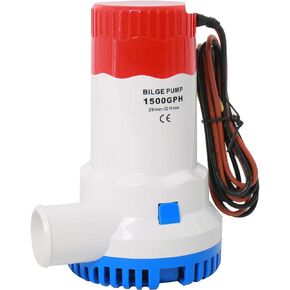 Amarine Made 1500GPH 12v Boat Marine Plumbing Electric Bilge Pump-29mm ID Hose