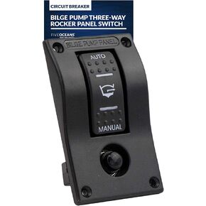 Five Oceans Bilge Pump Switch 3-Way Rocker 12-Volts, Control Panel Switch with Circuit Breaker for Manual and Automatic Bilge Pumps, LED Light Indicator - FO3851