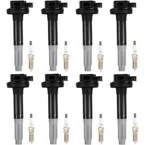 Ignition Coil Pack + Iridium Spark Plugs for Ford F150 2011-2016 5L, Ford Mustang 2011-2015 5L, UF622 DG542 GN10420 48763, 8 Sets