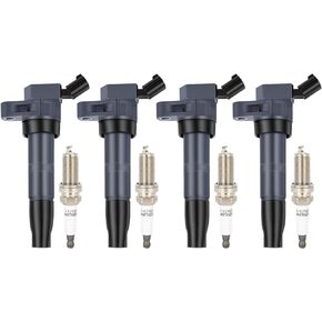 ECCPP UF611 4 ignition coils with 4 iridium Spark Plugs for Kia Optima Rondo 2009-2013 V8 4.6L l4 2.4L 2.0L C1667 UF611